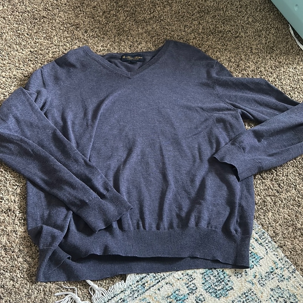 Brooks Brothers V Neck Navy Sweater